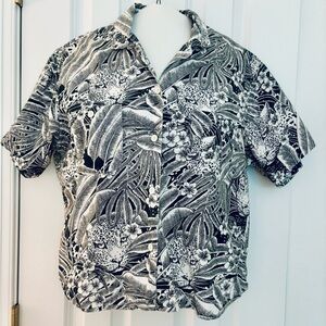 Roberto Orsini Button Up Shirt animal leopard black white cotton vintage casual